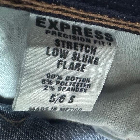 Y2K Express Precision Fit Stretch Low Slung Flare Jeans Medium Wash Size 5/6 S - Picture 15 of 15